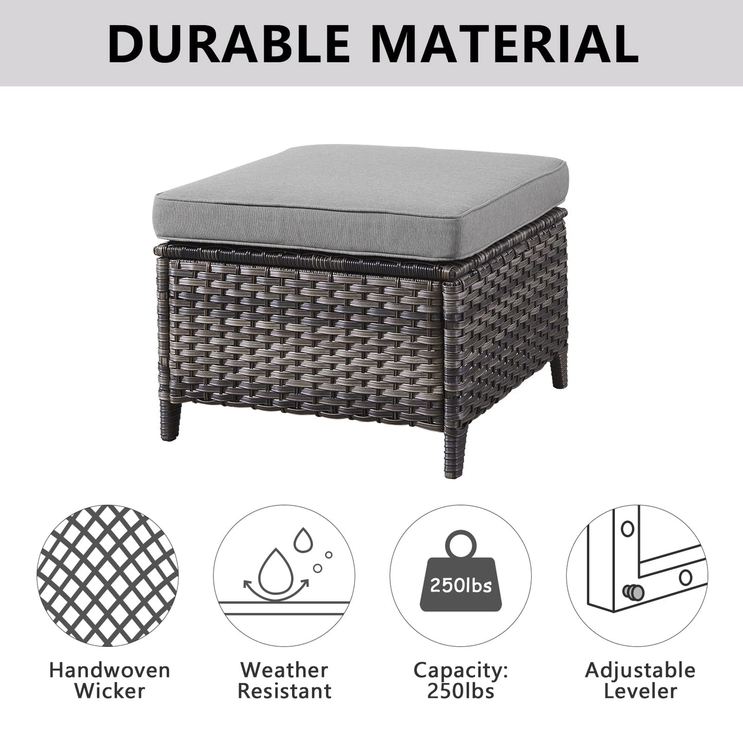 Outdoor PE Rattan Ottoman, NTC Series
