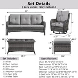 Patio Conversation Set 6-Piece with Sofa, Swivel Glider Chairs, Coffee Table, and Ottoman, NTC Series - Belord