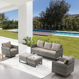 Patio Conversation Set 5-Piece with Sofa, Swivel Glider Chairs, and Ottoman, GRS Series - Belord