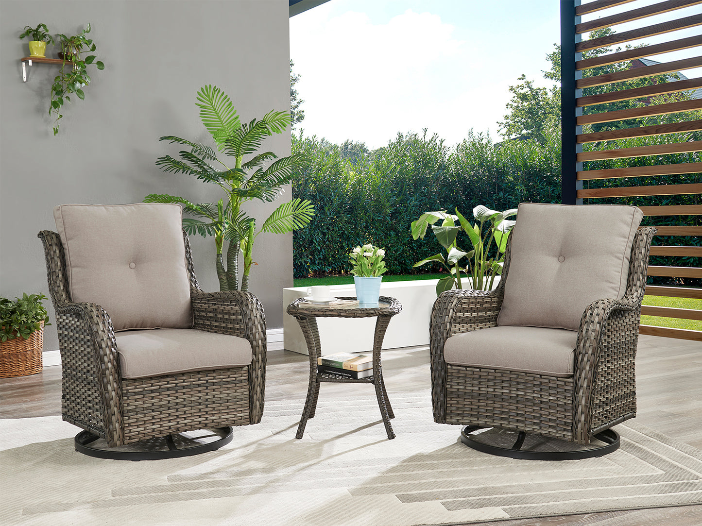 Save 40% - Swivel Glider Chairs Set with Side Table, NTC Series