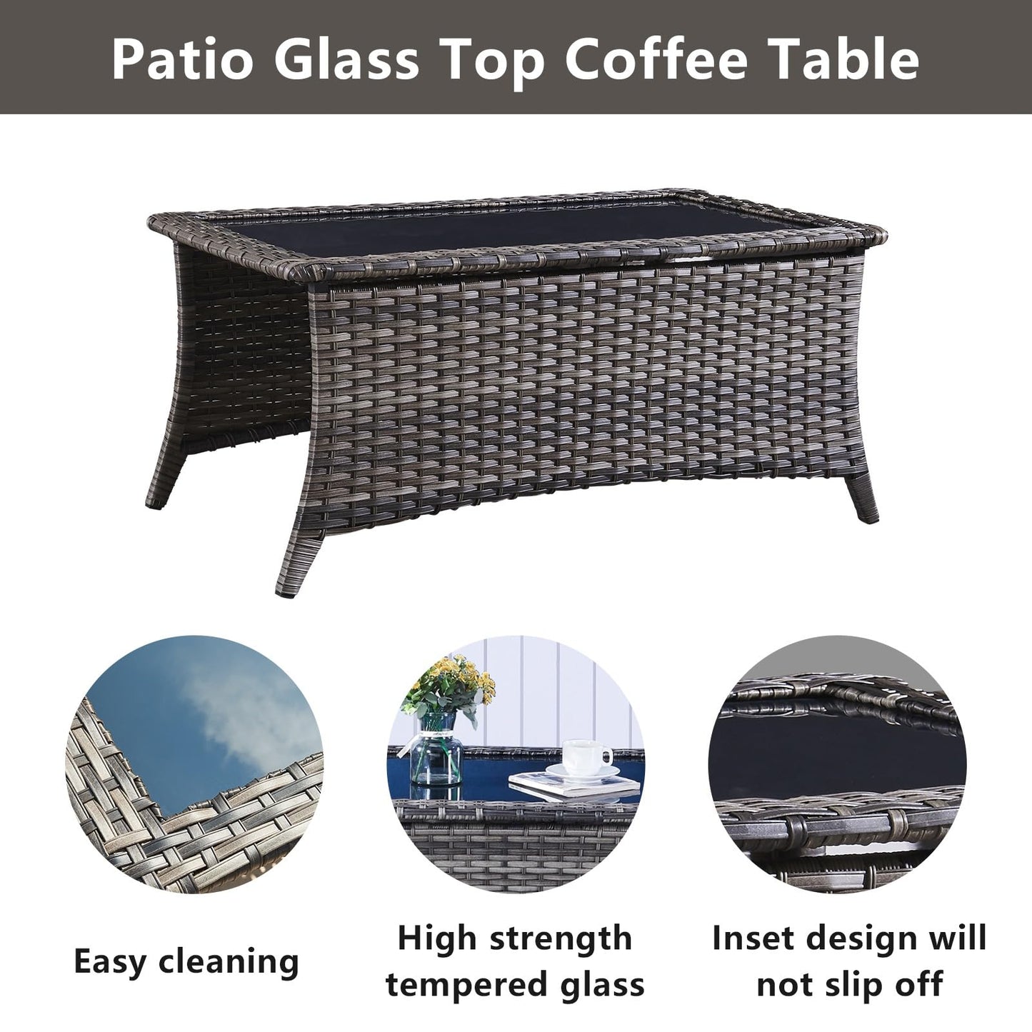 Patio Conversation Set 6-Piece with Sofa, 2-Swivel Glider Chairs, Coffee Table, and 2-Ottoman, NTC Series - B2B Wholesale