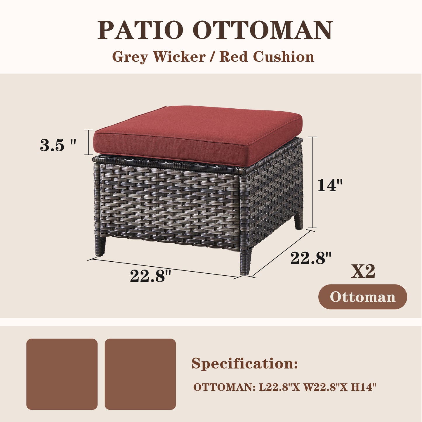 Outdoor PE Rattan Ottoman, NTC Series