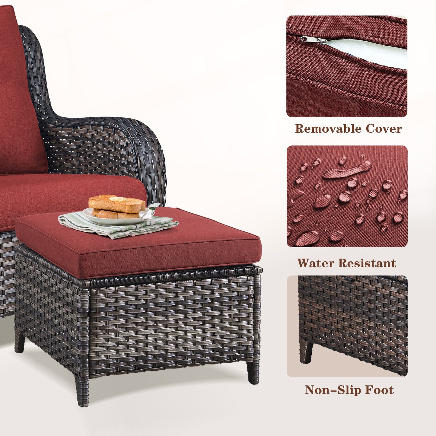 Outdoor PE Rattan Ottoman, NTC Series
