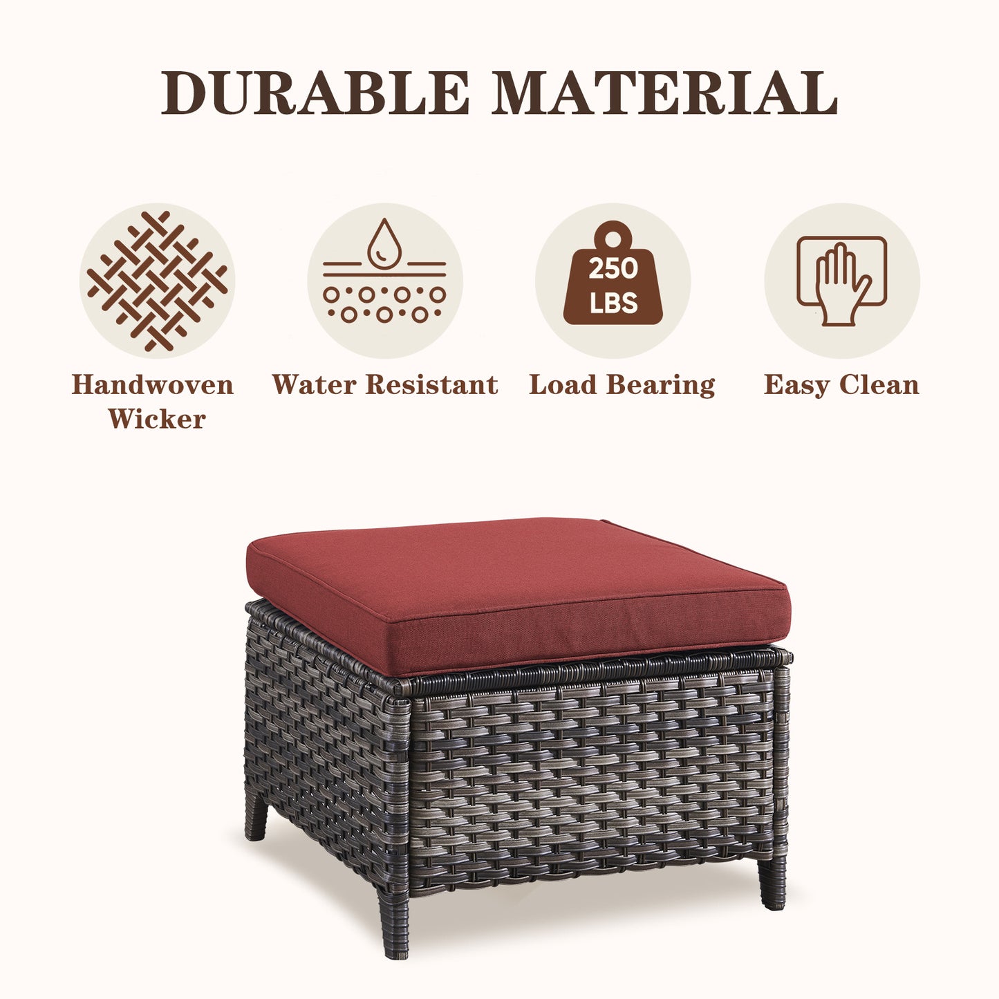 Outdoor PE Rattan Ottoman, NTC Series