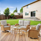 Patio Conversation Set 5-Piece with Loveseat, Swivel Glider Chairs, Coffee Table, and Side Table, NDS Series - Belord