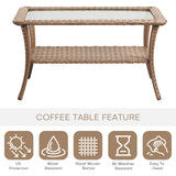 Patio Conversation Set 7-Piece with Loveseat, Rocking Chairs, Patio Chairs, Coffee Table, and Side Table, NDS Series - Belord