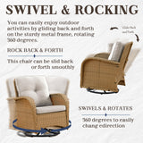 Patio Conversation Set 5-Piece with Loveseat, Swivel Glider Chairs, Coffee Table, and Side Table, NDS Series - Belord