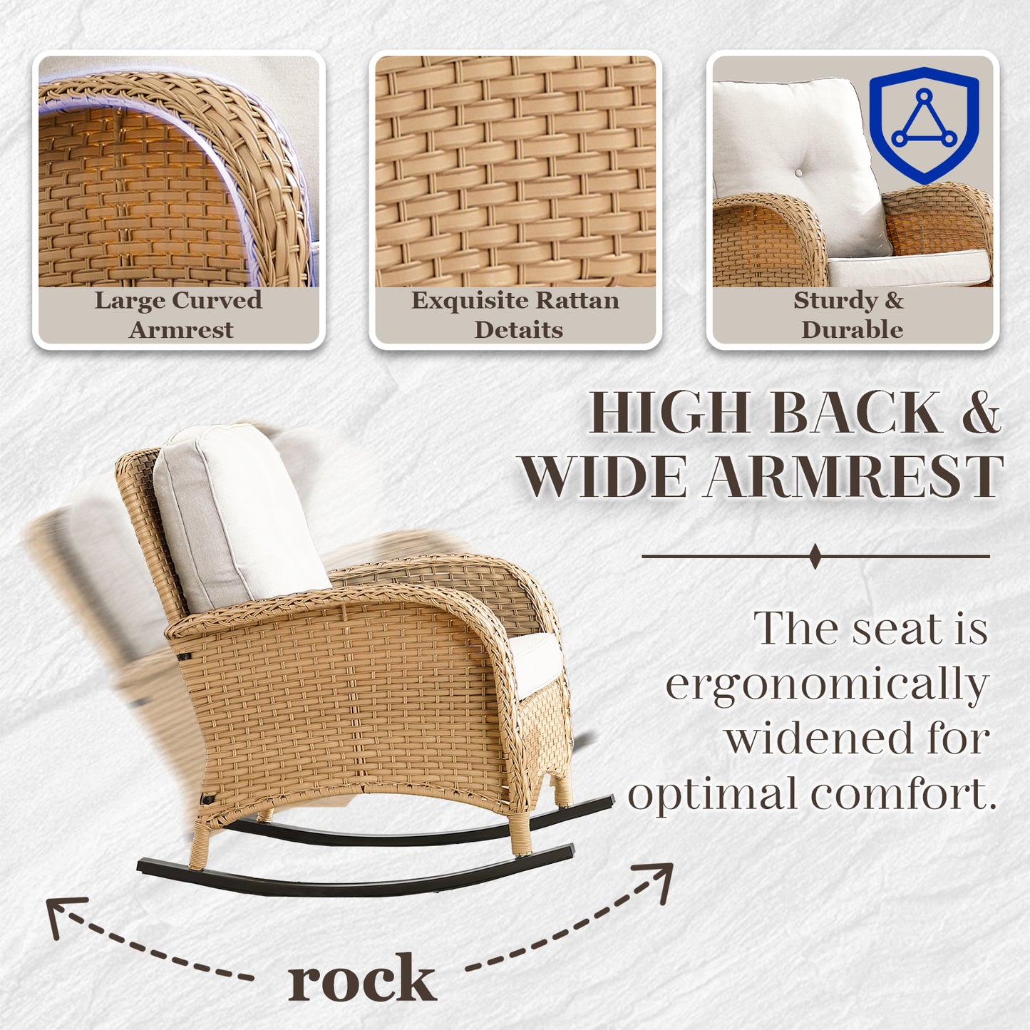 Patio Conversation Set 7-Piece with Loveseat, Rocking Chairs, Patio Chairs, Coffee Table, and Side Table, NDS Series