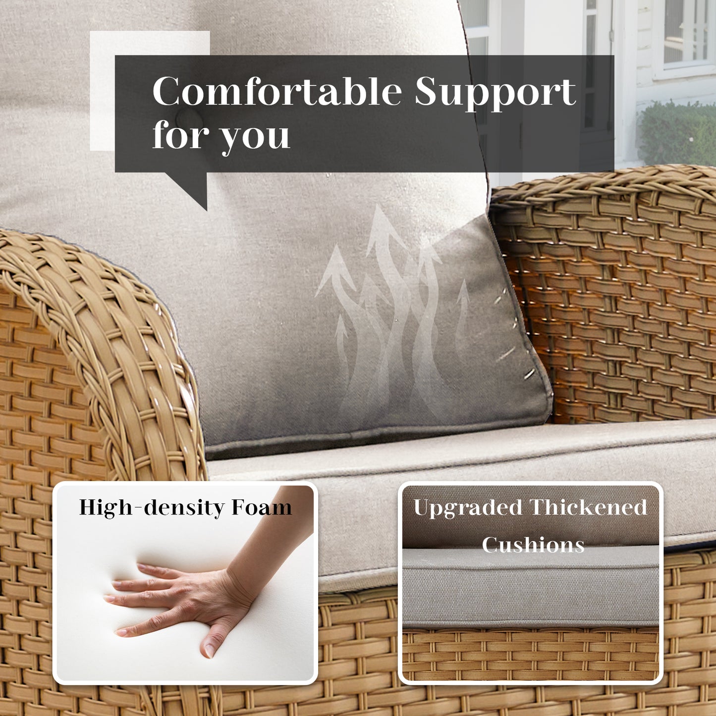 Patio Conversation Set 7-Piece with Loveseat, Rocking Chairs, Patio Chairs, Coffee Table, and Side Table, NDS Series