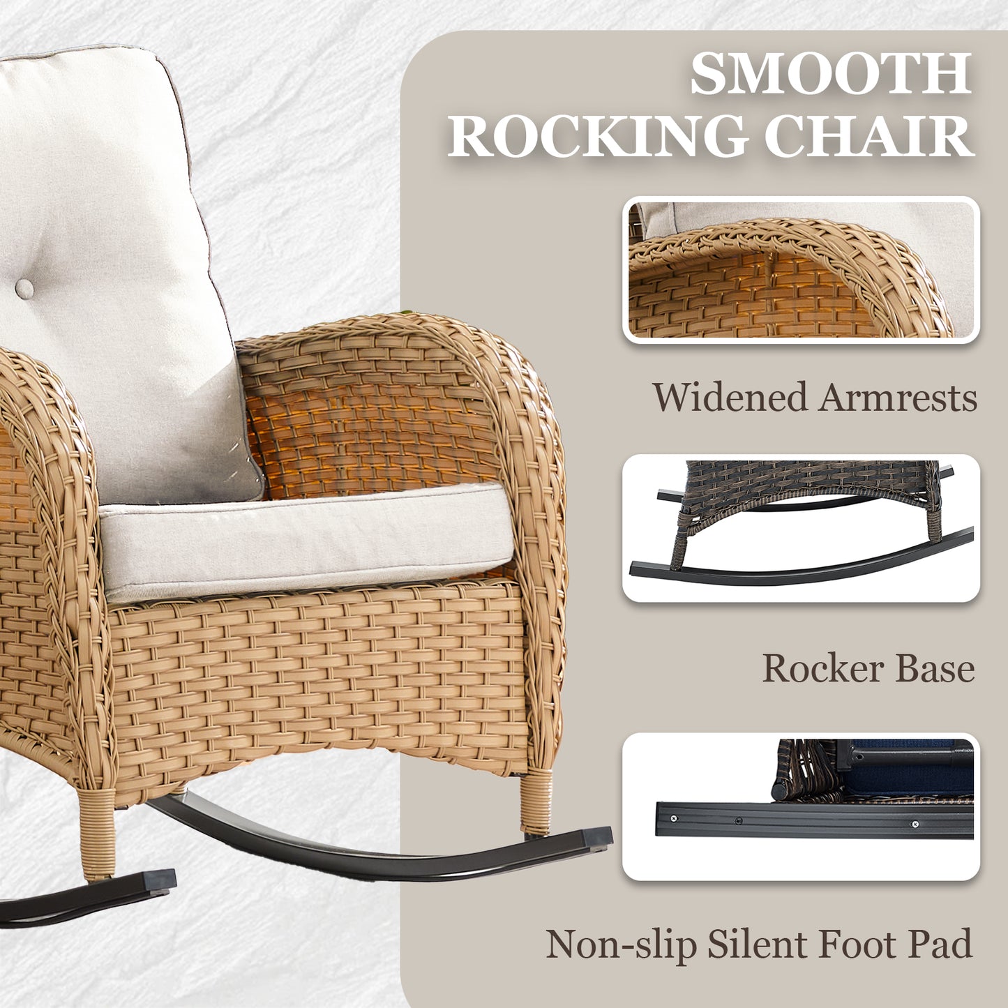 Patio Conversation Set 7-Piece with Loveseat, Rocking Chairs, Patio Chairs, Coffee Table, and Side Table, NDS Series