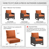 2 Set Outdoor Cushion, High Back and Deep Seating, 6" H x 24" W x 24" D - Belord