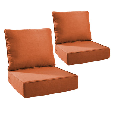 2 Set Outdoor Cushion, High Back and Deep Seating, 6" H x 24" W x 24" D - Belord