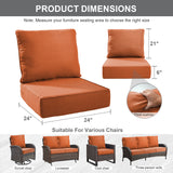 1 Set Outdoor Cushion, High Back and Deep Seating, 6" H x 24" W x 24" D - Belord