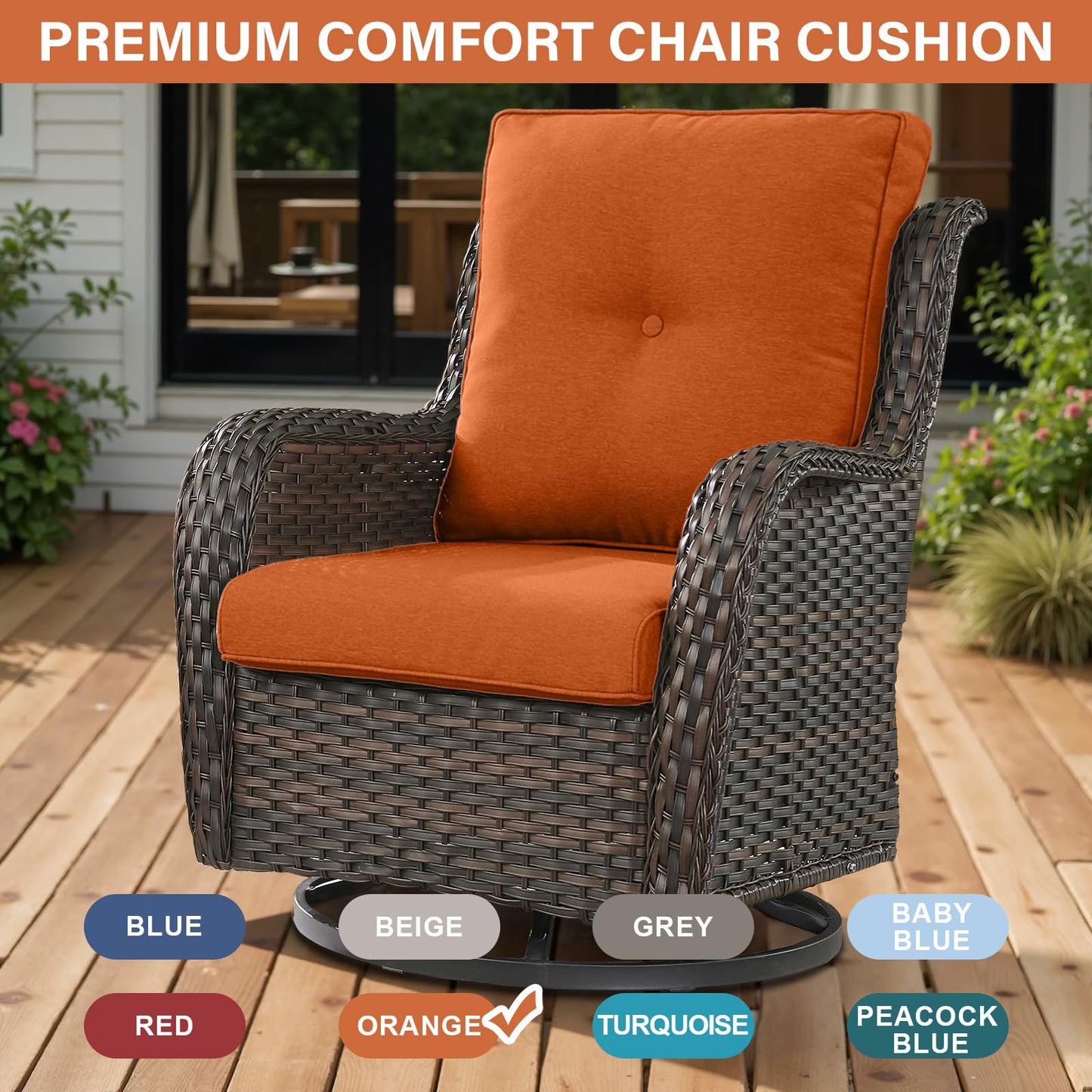 16-Piece Blue Patio Cushion Set - 8 Seat & 8 Back Cushions with Removable Waterproof Covers