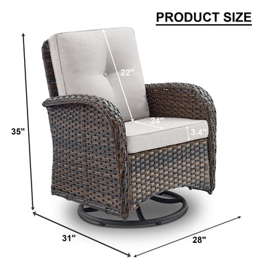 Patio Single PE Wicker Swivel Glider Chair with Thick Cushions, NDS Series - Belord