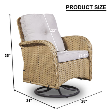 Patio Single PE Wicker Swivel Glider Chair with Thick Cushions, NDS Series - Belord