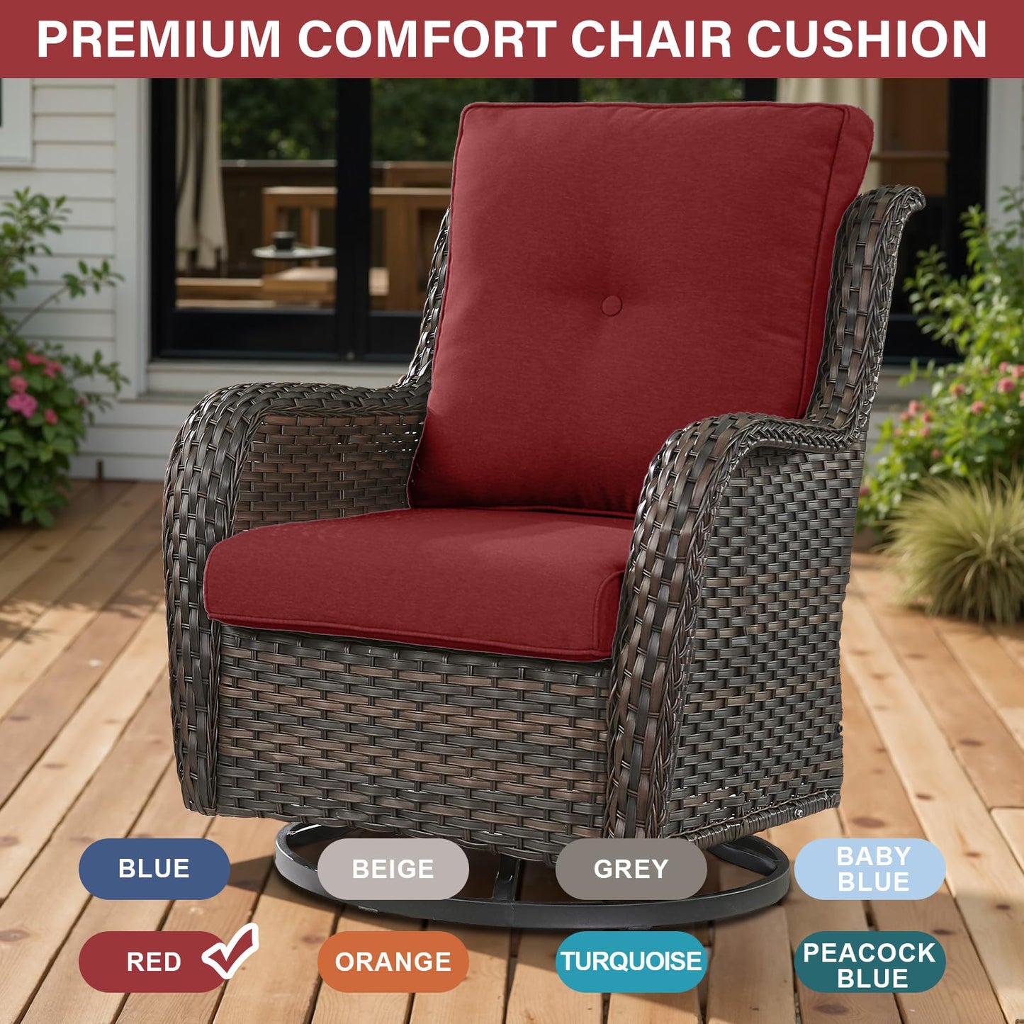 12-Piece Blue Patio Cushion Set - 6 Seat & 6 Back Cushions with Removable Waterproof Covers, All-Weather Outdoor Furniture Replacement