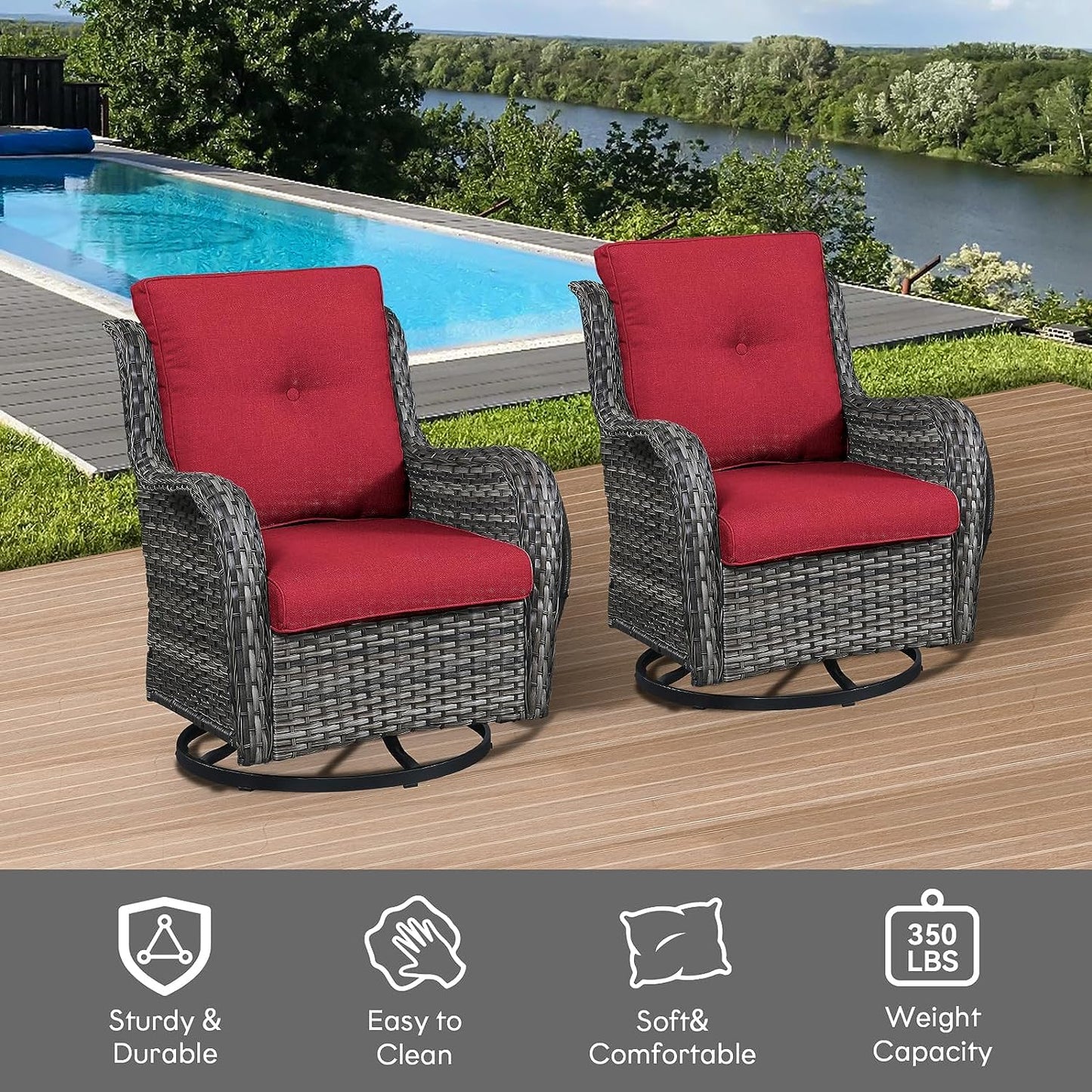 Patio Cushion Set of 20 - 10 Seat & 10 Back Pillows with Water-Resistant Removable Covers