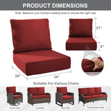 1 Set Outdoor Cushion, High Back and Deep Seating, 6" H x 24" W x 24" D - Belord