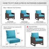 2 Set Outdoor Cushion, High Back and Deep Seating, 6" H x 24" W x 24" D - Belord
