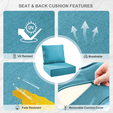 1 Set Outdoor Cushion, High Back and Deep Seating, 6" H x 24" W x 24" D - Belord