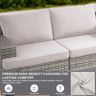 10-Seater Grand Patio Conversation Set - Modular Wicker Sectional Sofa with Glass Coffee Table, PAD Series - Belord