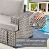 10-Seater Grand Patio Conversation Set - Modular Wicker Sectional Sofa with Glass Coffee Table, PAD Series - Belord