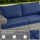 10-Seater Grand Patio Conversation Set - Modular Wicker Sectional Sofa with Glass Coffee Table, PAD Series - Belord