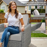 13-Piece Ultimate Outdoor Entertaining Set - 10-Seater Sectional + 43" Fire Pit Table + Coffee Table, PAD Series - Belord