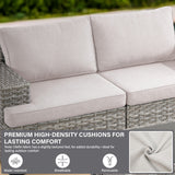 13-Piece Ultimate Outdoor Entertaining Set - 10-Seater Sectional + 43" Fire Pit Table + Coffee Table, PAD Series - Belord