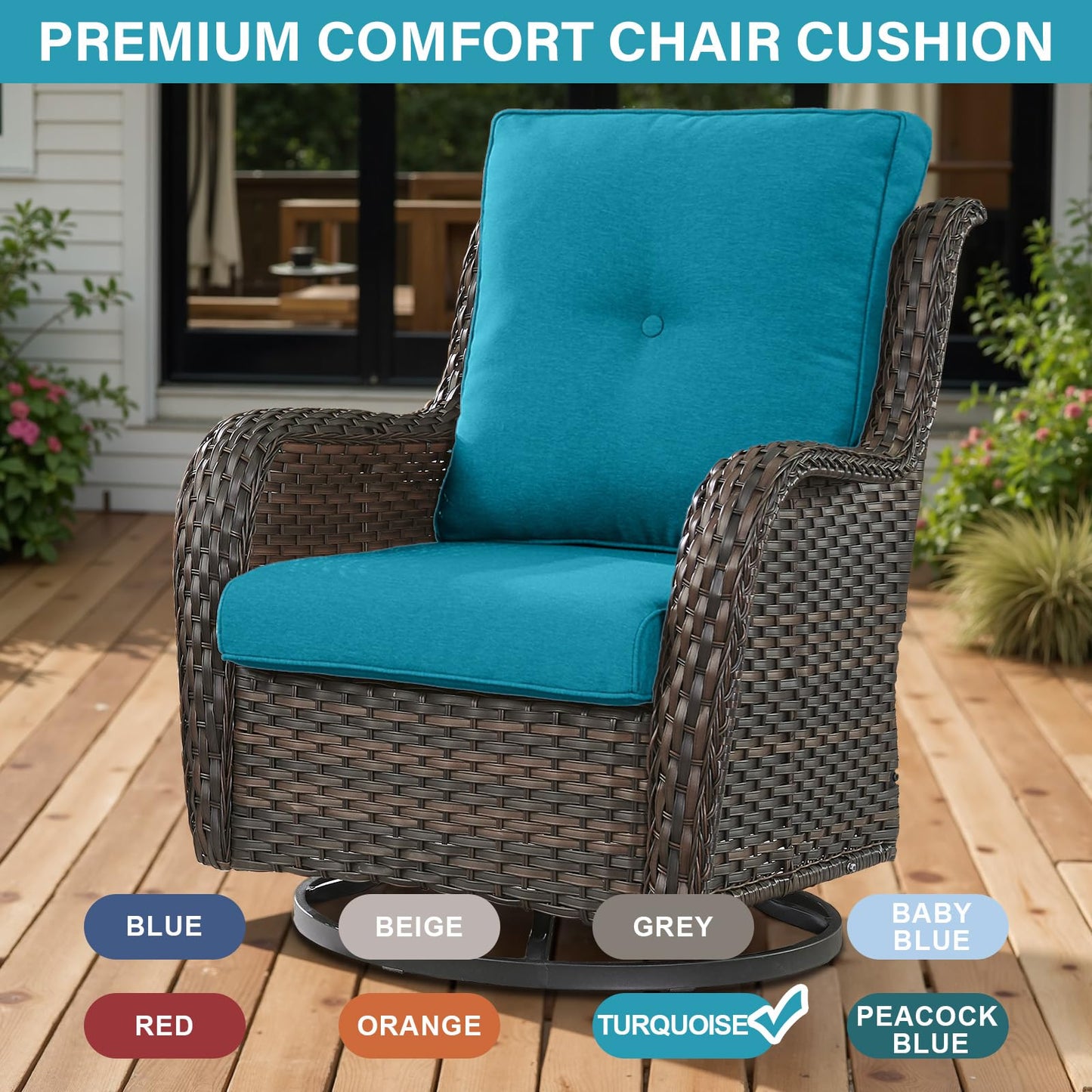 Patio Cushion Set of 10 - 5 Seat & 5 Back with Removable Covers