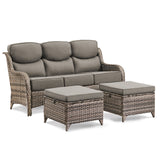 3-Piece All-Weather Wicker Sectional Sofa – 6" Ultra-Thick Cushions & Ottomans, NT Series - Belord