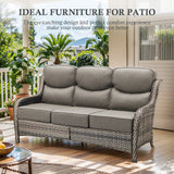 3-Piece All-Weather Wicker Sectional Sofa – 6" Ultra-Thick Cushions & Ottomans, NT Series - Belord