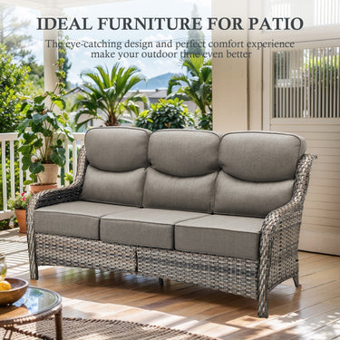 3-Piece All-Weather Wicker Sectional Sofa – 6" Ultra-Thick Cushions & Ottomans, NT Series - Belord