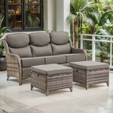 3-Piece All-Weather Wicker Sectional Sofa – 6" Ultra-Thick Cushions & Ottomans, NT Series - Belord