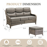 3-Piece All-Weather Wicker Sectional Sofa – 6" Ultra-Thick Cushions & Ottomans, NT Series - Belord