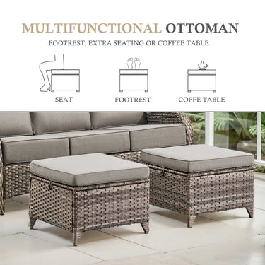 3-Piece All-Weather Wicker Sectional Sofa – 6" Ultra-Thick Cushions & Ottomans, NT Series - Belord