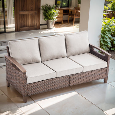 BBR Series Outdoor Sofa - PE Wicker with Powder-Coated Frame & Olefin Cushions - Belord