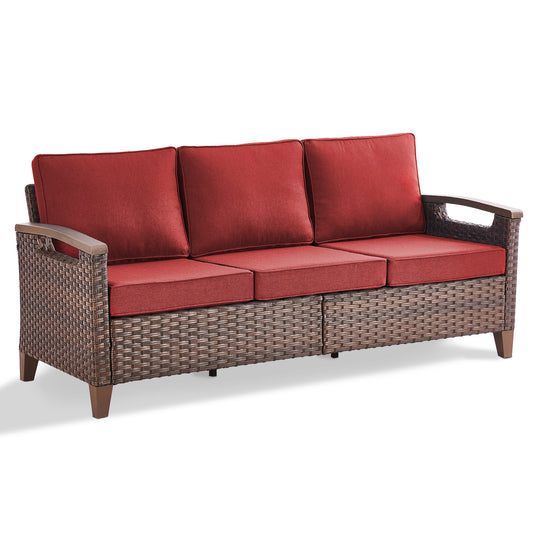 BBR Series Outdoor Sofa - PE Wicker with Powder-Coated Frame & Olefin Cushions