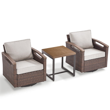 Heavy-Duty 3-Piece Outdoor Swivel Glider Set with Metal Side Table, BBR Series - Belord