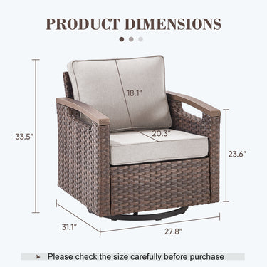 Heavy-Duty Outdoor Swivel Rocking Chairs Set of 2 - Weather-Resistant Metal Frame & PE Wicker with Deep Seat Cushions, BBR Series - Belord