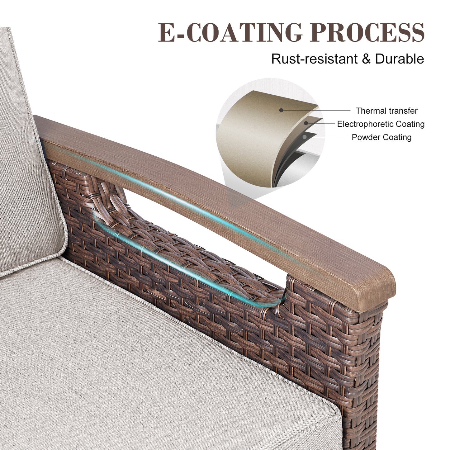 Heavy-Duty Outdoor Swivel Rocking Chairs Set of 2 - Weather-Resistant Metal Frame & PE Wicker with Deep Seat Cushions, BBR Series