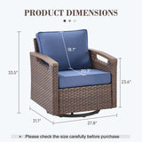 Heavy-Duty Outdoor Swivel Rocking Chairs Set of 2 - Weather-Resistant Metal Frame & PE Wicker with Deep Seat Cushions, BBR Series - Belord
