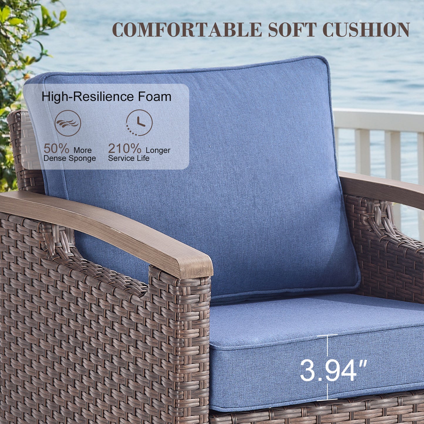Heavy-Duty Outdoor Swivel Rocking Chairs Set of 2 - Weather-Resistant Metal Frame & PE Wicker with Deep Seat Cushions, BBR Series