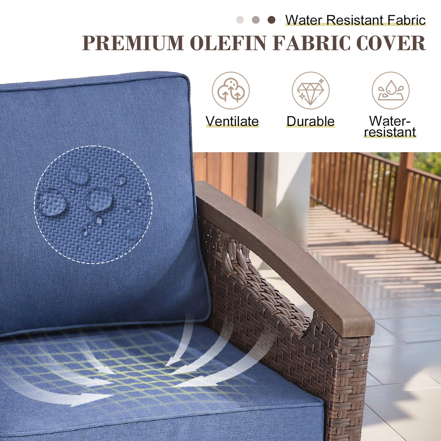 Heavy-Duty Outdoor Swivel Rocking Chairs Set of 2 - Weather-Resistant Metal Frame & PE Wicker with Deep Seat Cushions, BBR Series