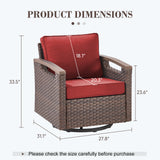 Heavy-Duty Outdoor Swivel Rocking Chairs Set of 2 - Weather-Resistant Metal Frame & PE Wicker with Deep Seat Cushions, BBR Series - Belord
