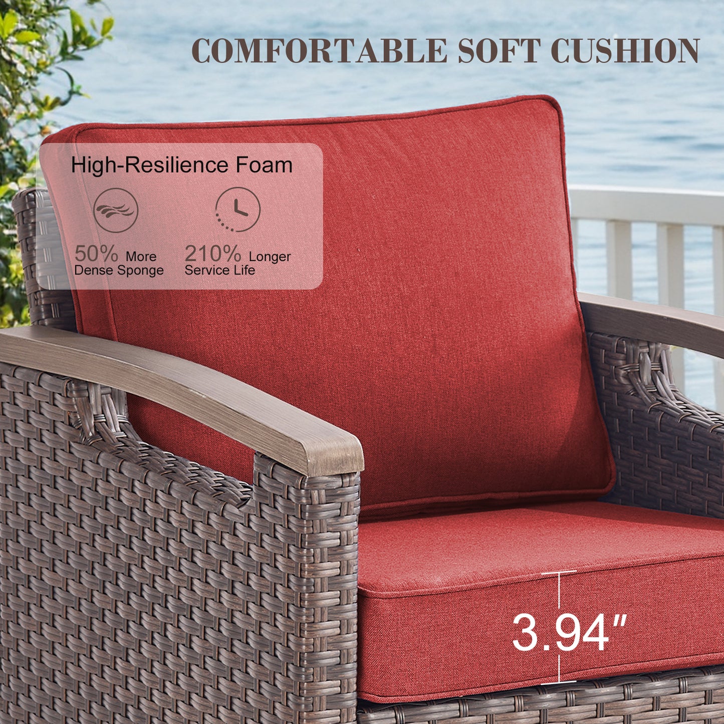 Heavy-Duty Outdoor Swivel Rocking Chairs Set of 2 - Weather-Resistant Metal Frame & PE Wicker with Deep Seat Cushions, BBR Series