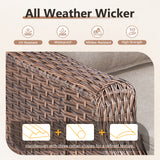 Luxury Wicker 3-Seat Sofa– High Back Design with 6" Premium Thick Cushions, Ovolo Series - Belord