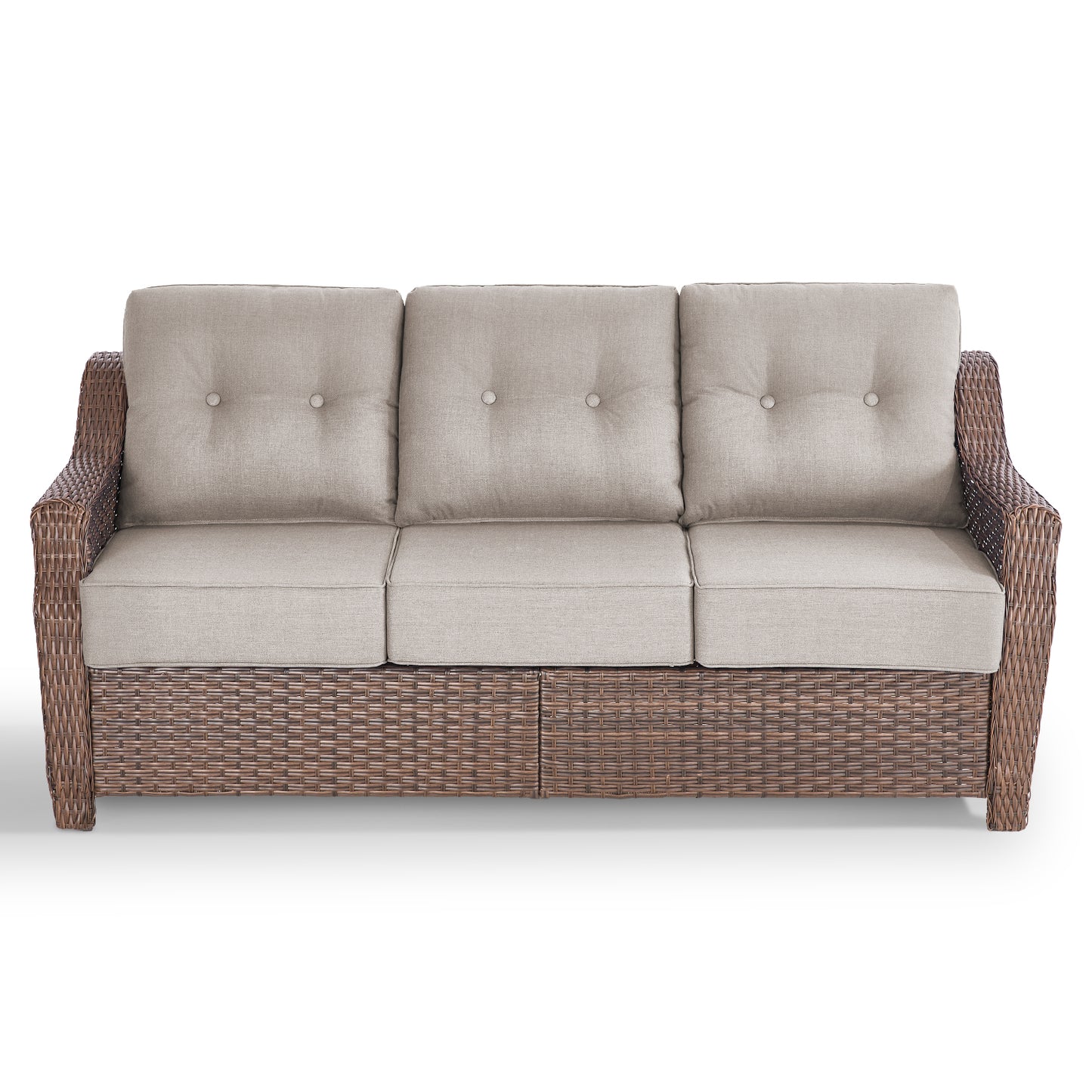 Luxury Wicker 3-Seat Sofa– High Back Design with 6" Premium Thick Cushions, Ovolo Series