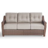 Luxury Wicker 3-Seat Sofa– High Back Design with 6" Premium Thick Cushions, Ovolo Series - Belord
